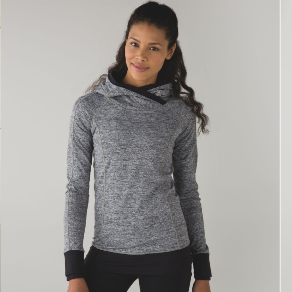 Lululemon Think Fast Hoodie Space Dye Camo Black Dark Slate / Black Size 4